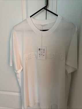 Helmut Lang White Embossed Logo T-Shirt